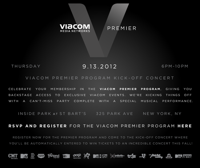 Viacom Premier Program email blast