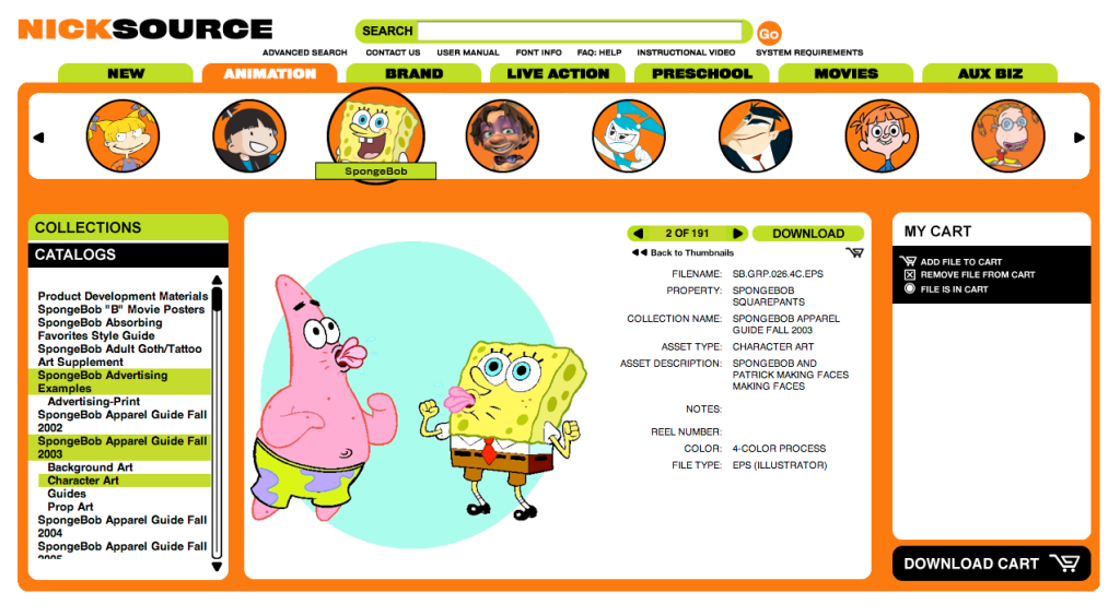 NickSource E-commerce Website SpongeBob