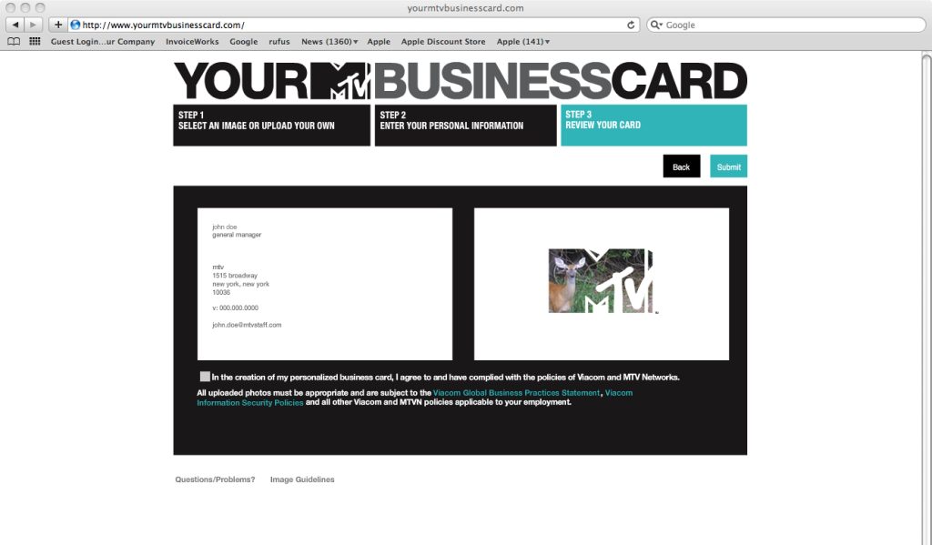 Your MTV Business Card